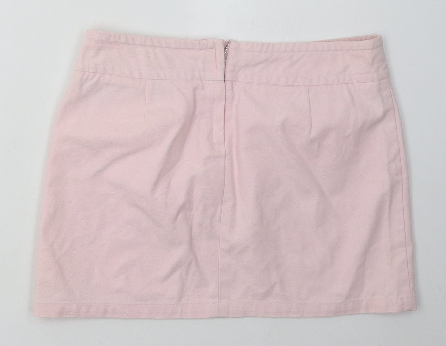 Warehouse Womens Pink  Cotton A-Line Skirt Size 10   Zip