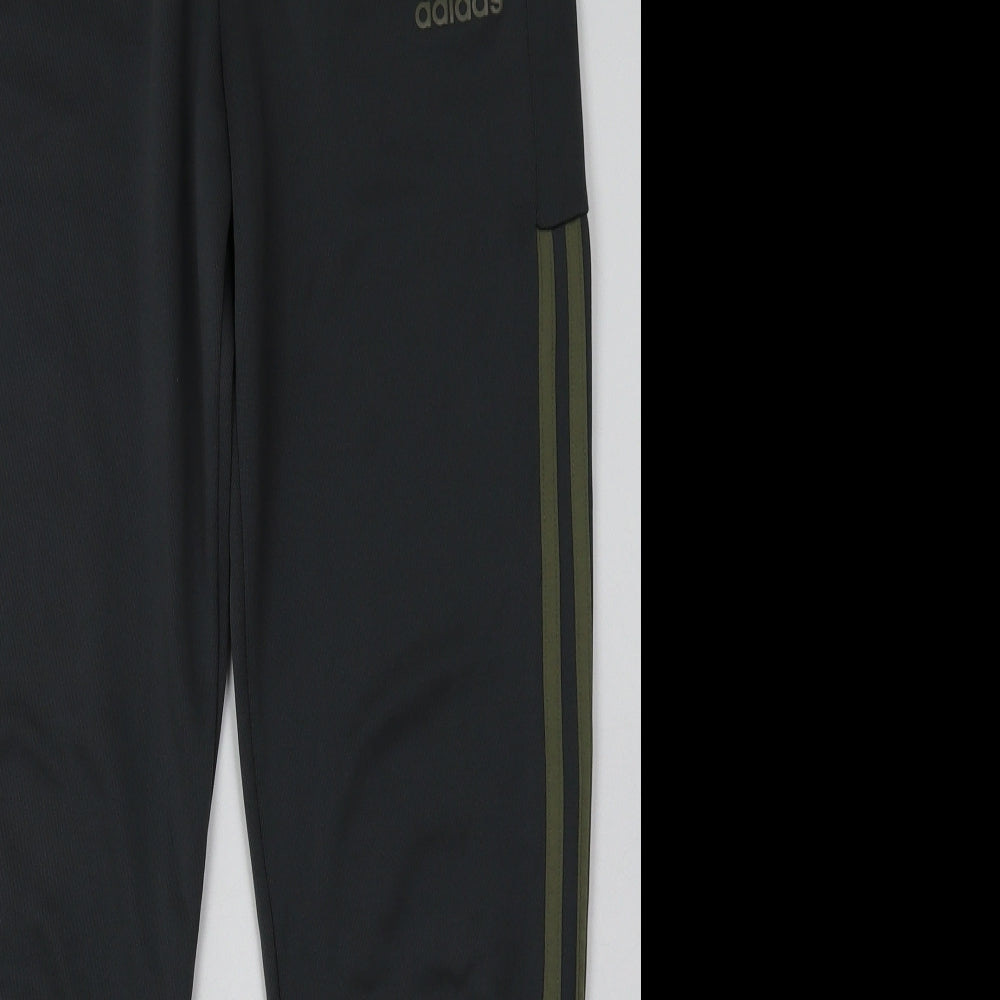 adidas Boys Grey Striped Polyester Jogger Trousers Size 13-14 Years  Regular Tie