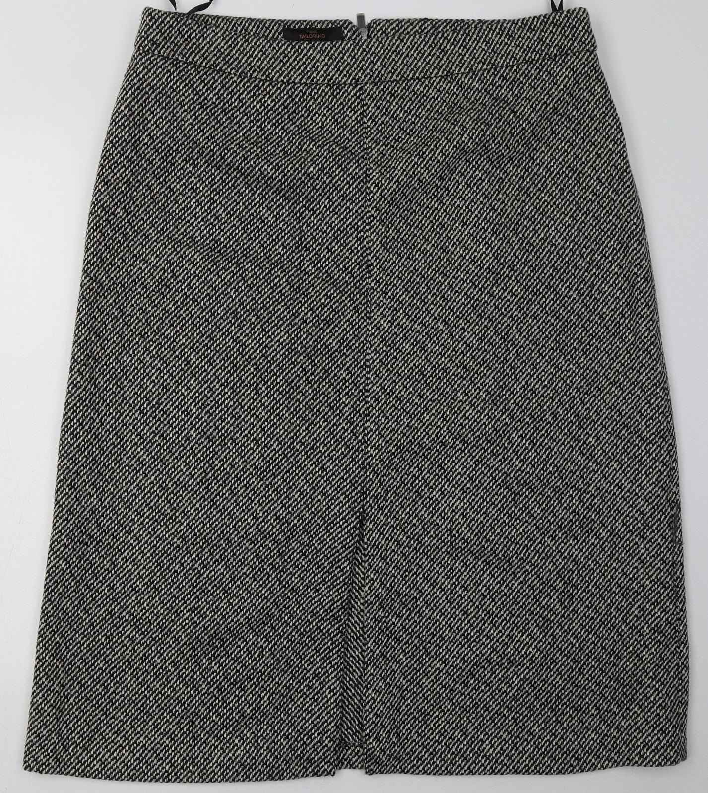 NEXT Womens White Geometric Polyester A-Line Skirt Size 18   Zip