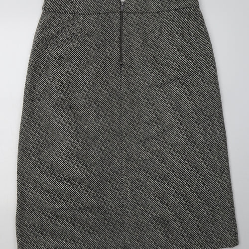 NEXT Womens White Geometric Polyester A-Line Skirt Size 18   Zip