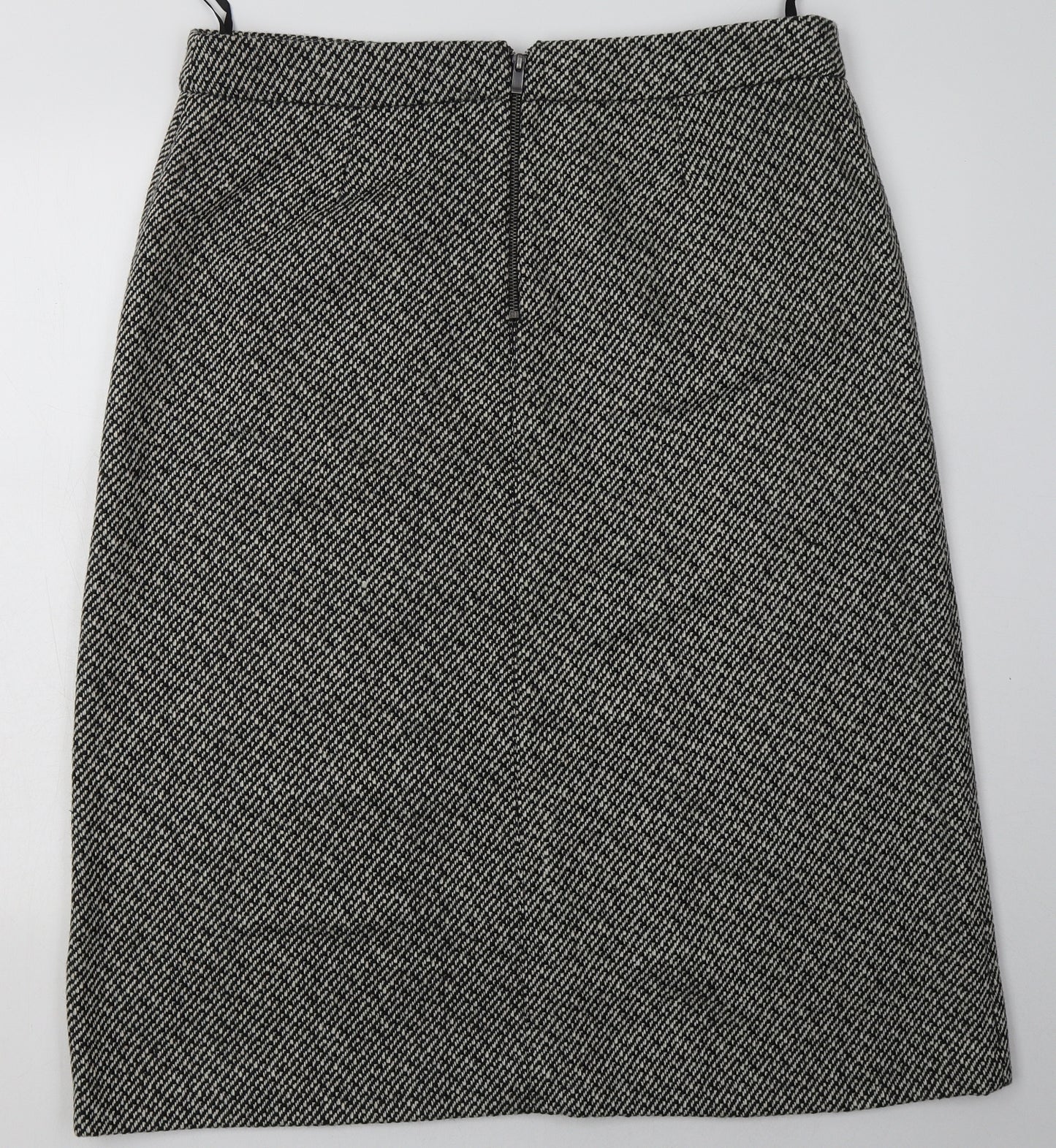 NEXT Womens White Geometric Polyester A-Line Skirt Size 18   Zip