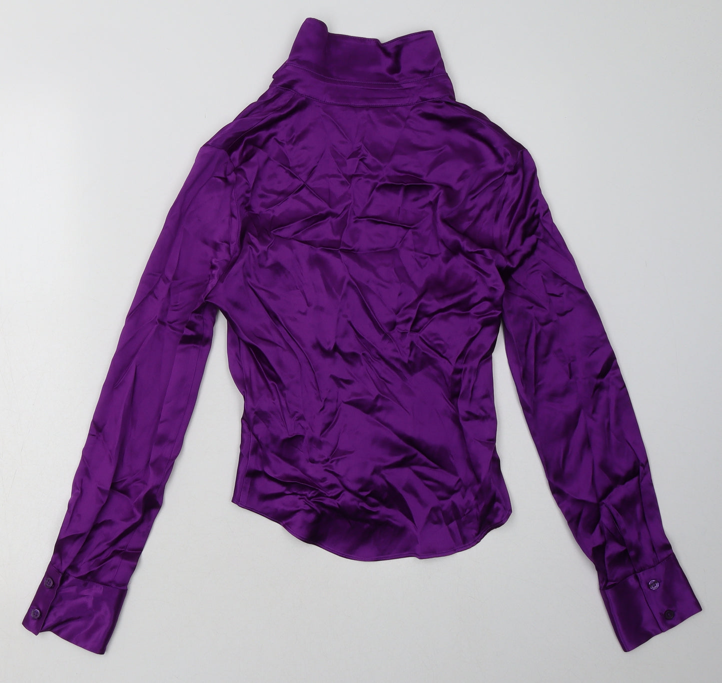 Zara Womens Purple  Polyester Basic Button-Up Size XS Collared
