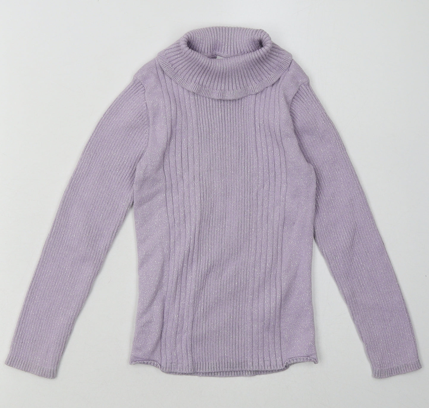F&F Girls Pink  Cotton Basic Casual Size 6-7 Years Roll Neck Pullover