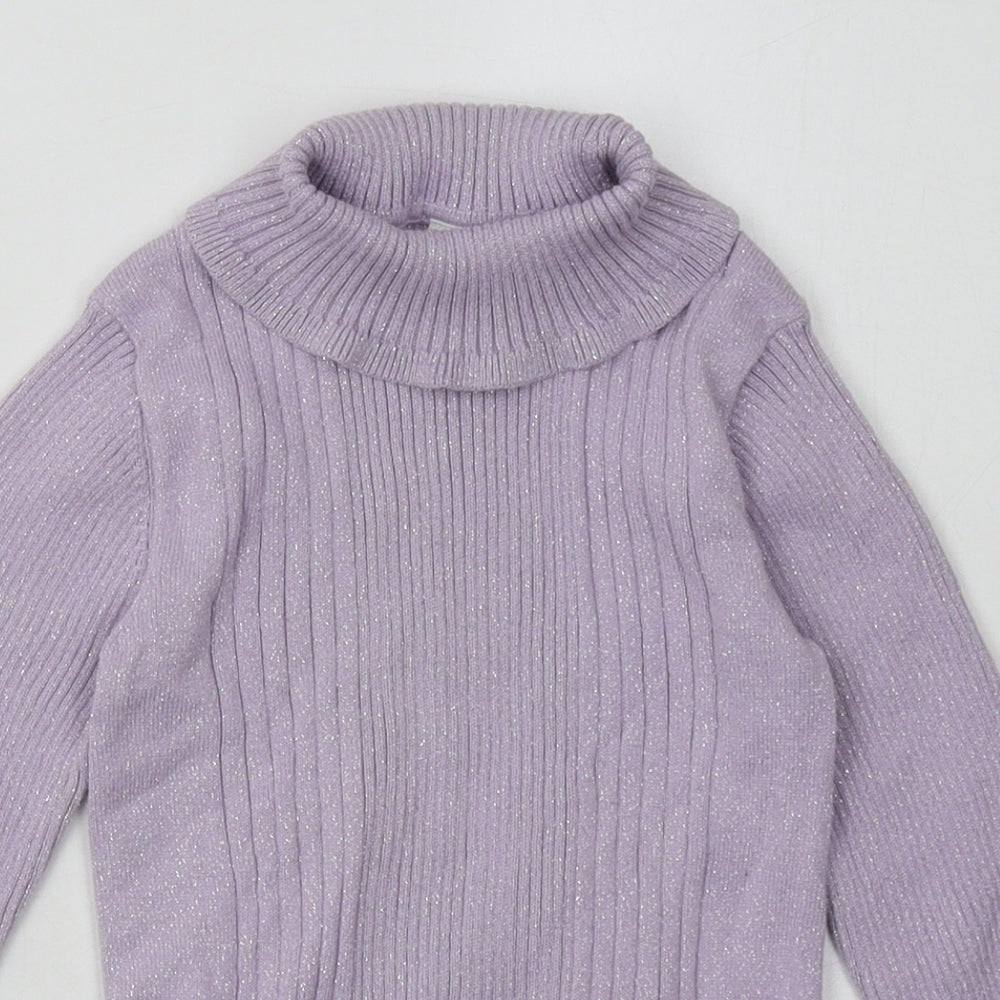 F&F Girls Pink  Cotton Basic Casual Size 6-7 Years Roll Neck Pullover