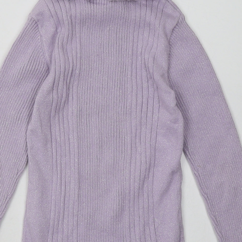 F&F Girls Pink  Cotton Basic Casual Size 6-7 Years Roll Neck Pullover