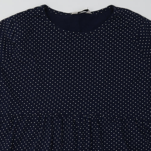Sainsburys Womens Blue Polka Dot Cotton Basic T-Shirt Size 14 Crew Neck