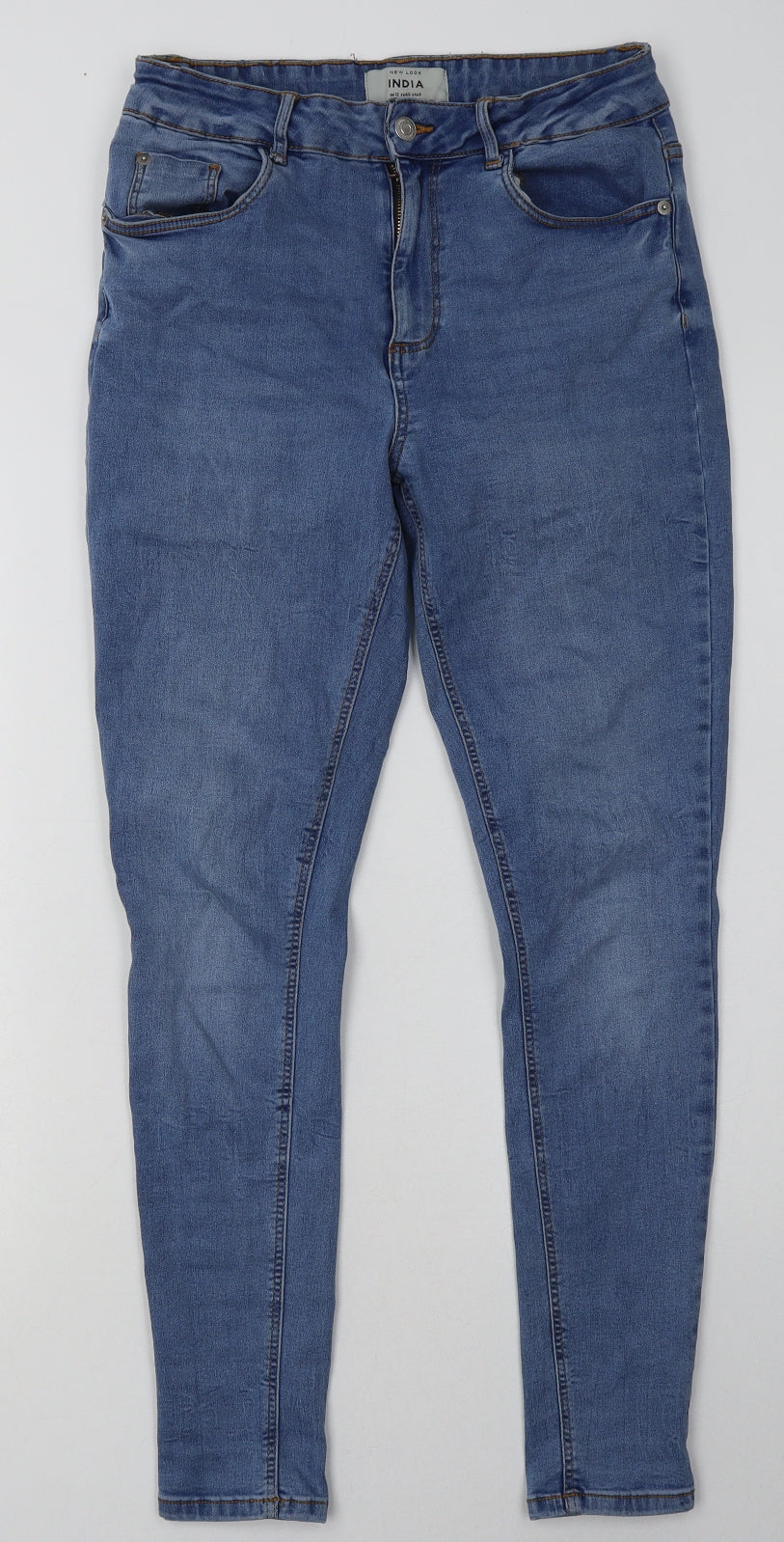 New Look Womens Blue  Cotton Skinny Jeans Size 12 L30 in Regular Button