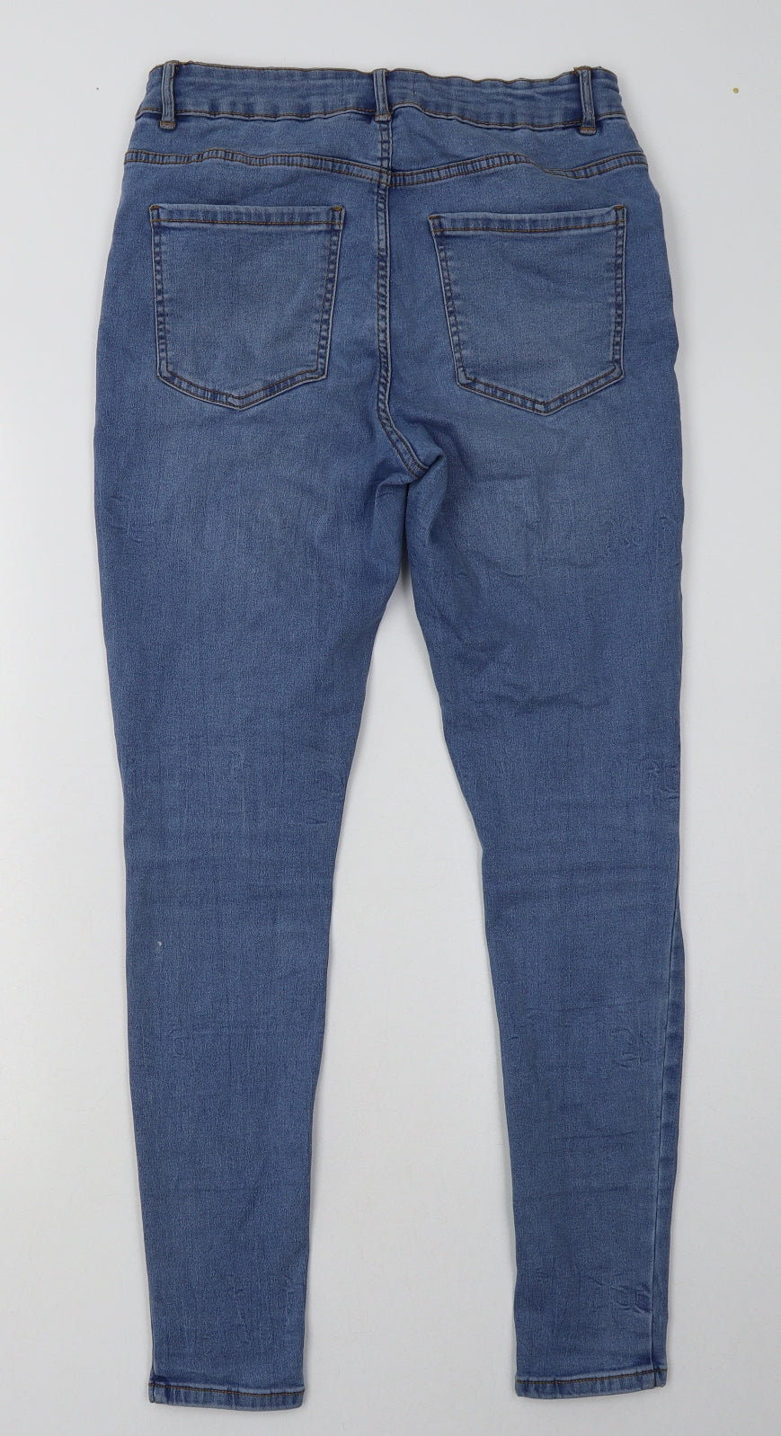 New Look Womens Blue  Cotton Skinny Jeans Size 12 L30 in Regular Button