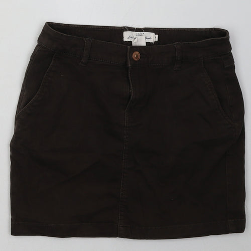 H&M Womens Brown  Cotton A-Line Skirt Size 4   Button