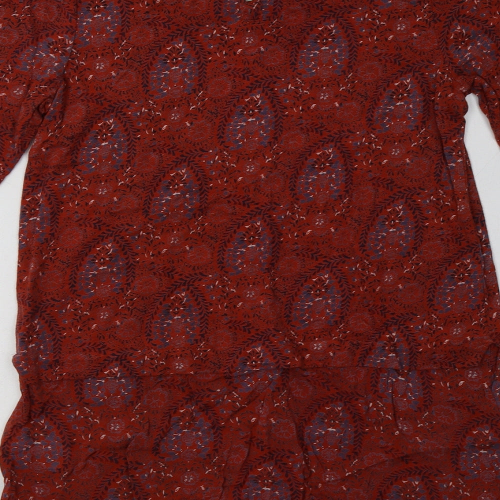 White Stuff Womens Brown Geometric Viscose A-Line  Size 12  Scoop Neck Pullover