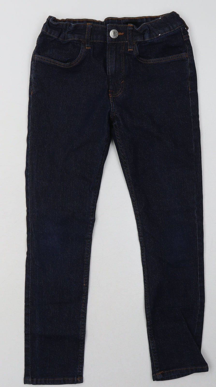 H&M Girls Blue  Cotton Straight Jeans Size 9-10 Years  Regular Button