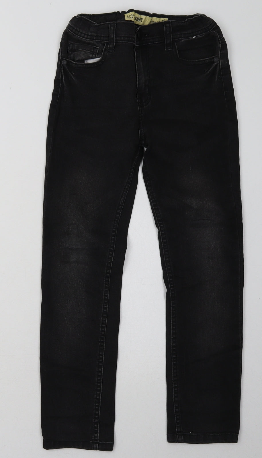 Primark Boys Black  Cotton Straight Jeans Size 8-9 Years  Regular Button