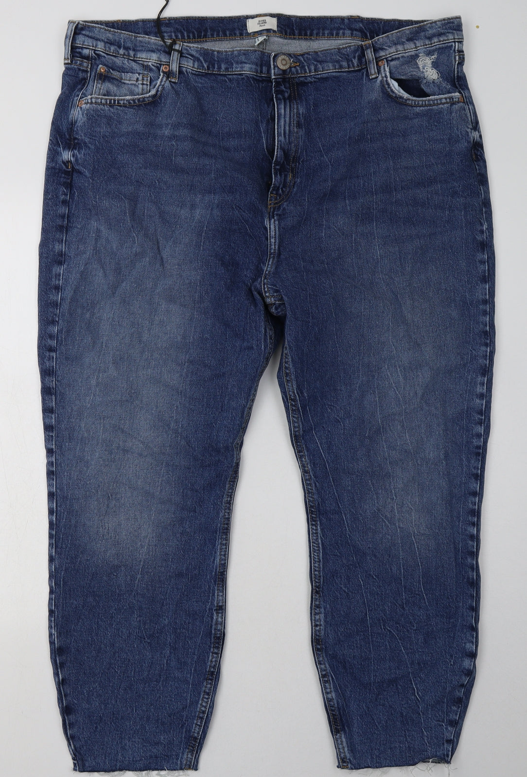 River Island Womens Blue  Cotton Mom Jeans Size 22 L30 in Regular Button