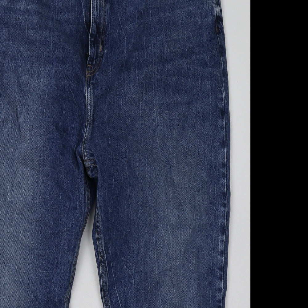 River Island Womens Blue  Cotton Mom Jeans Size 22 L30 in Regular Button