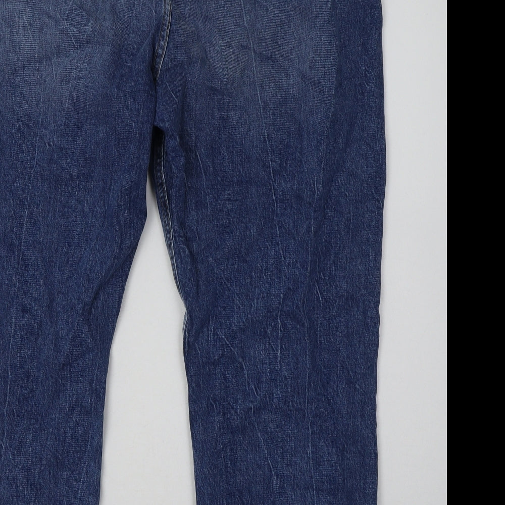 River Island Womens Blue  Cotton Mom Jeans Size 22 L30 in Regular Button