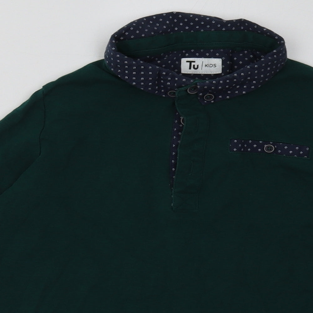 sainsburys Boys Green  Cotton Basic Polo Size 9 Years Collared Button