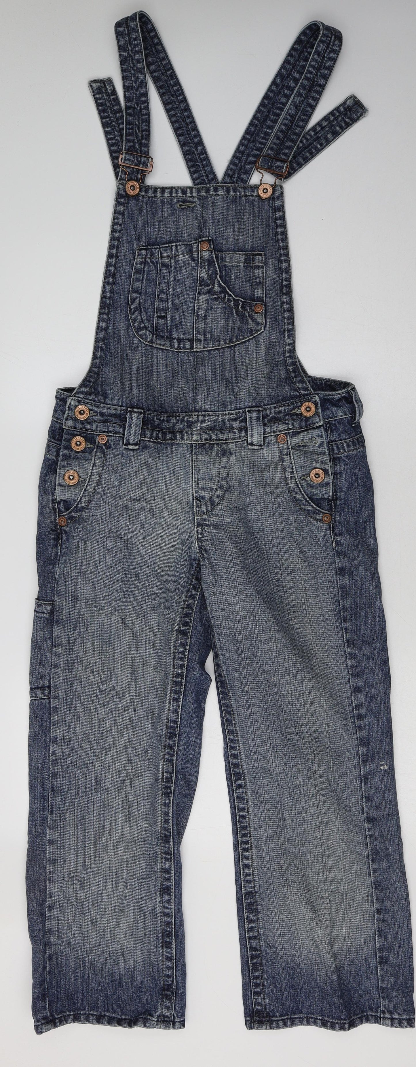 Preworn Womens Blue  Cotton Dungaree One-Piece Size 10  Buckle