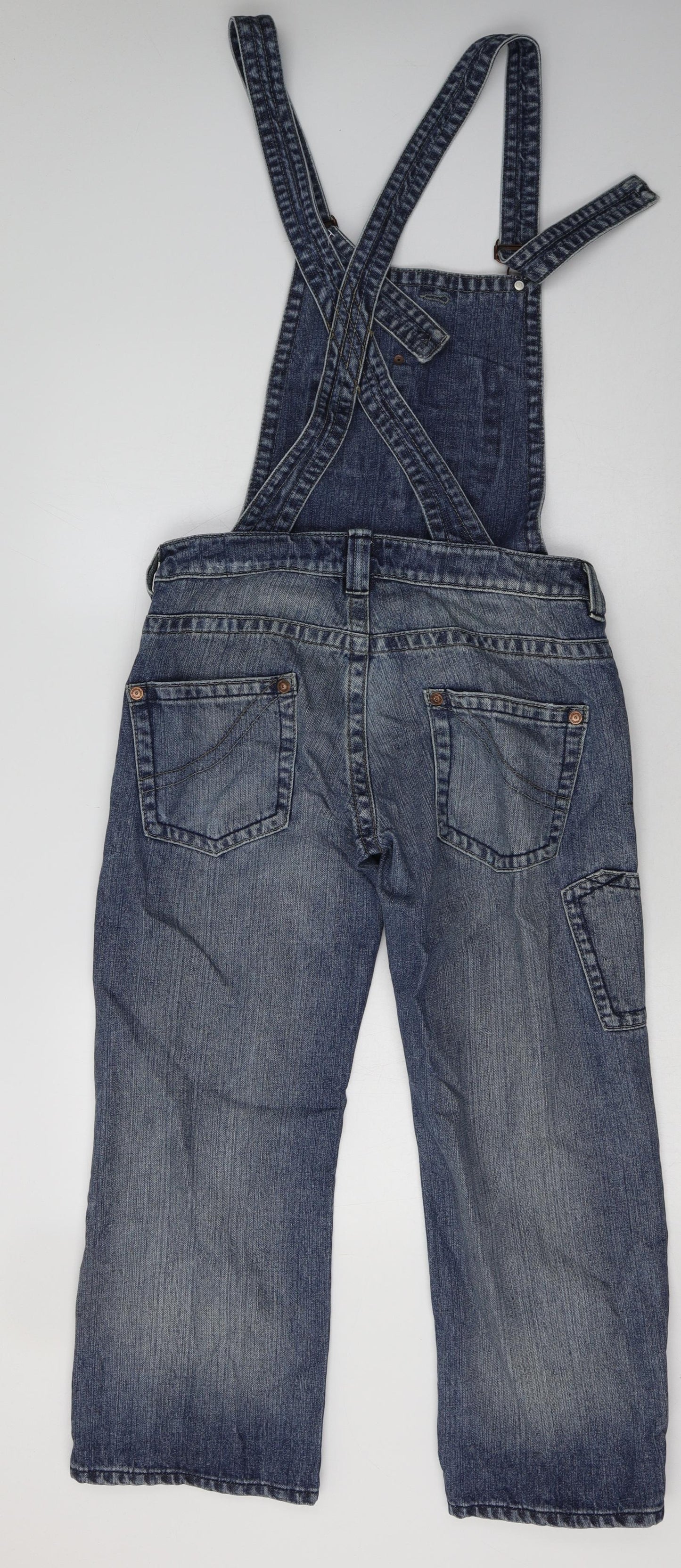 Preworn Womens Blue  Cotton Dungaree One-Piece Size 10  Buckle