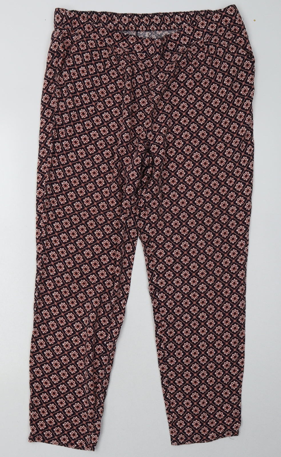 Matalan Womens Blue Geometric Viscose Trousers  Size 16 L30 in Regular