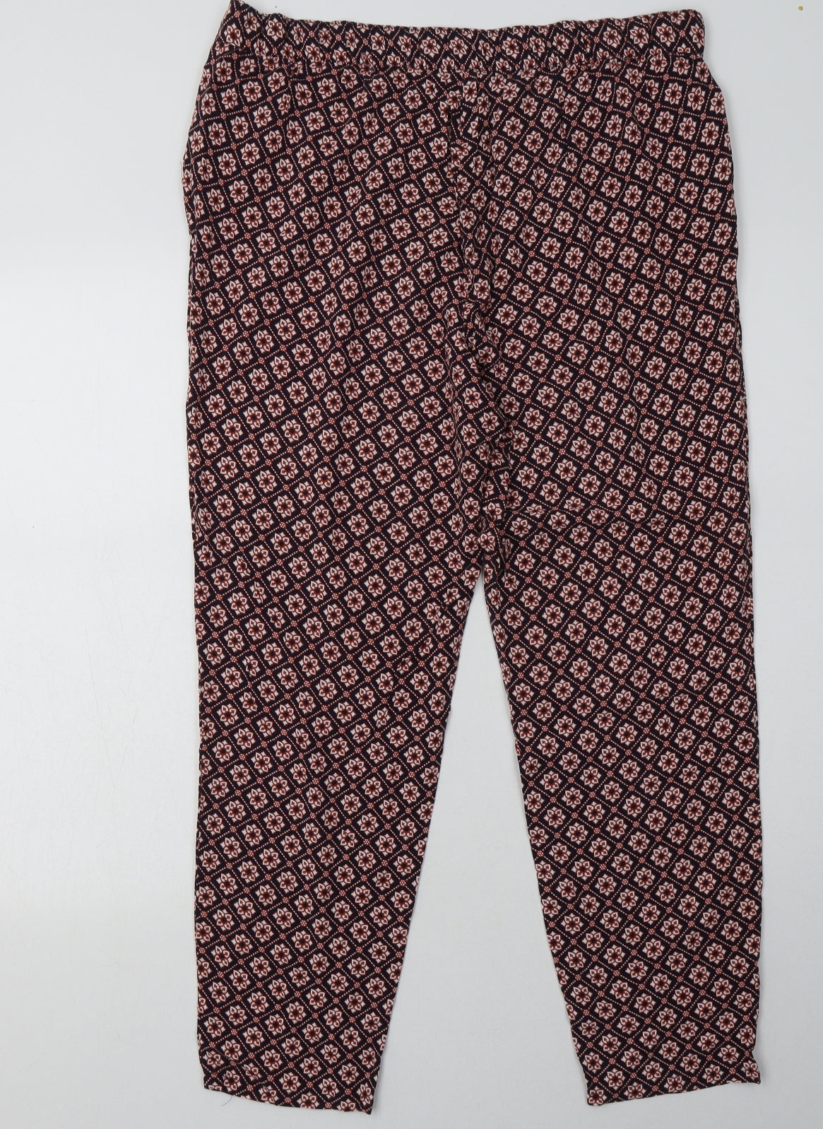 Matalan Womens Blue Geometric Viscose Trousers  Size 16 L30 in Regular