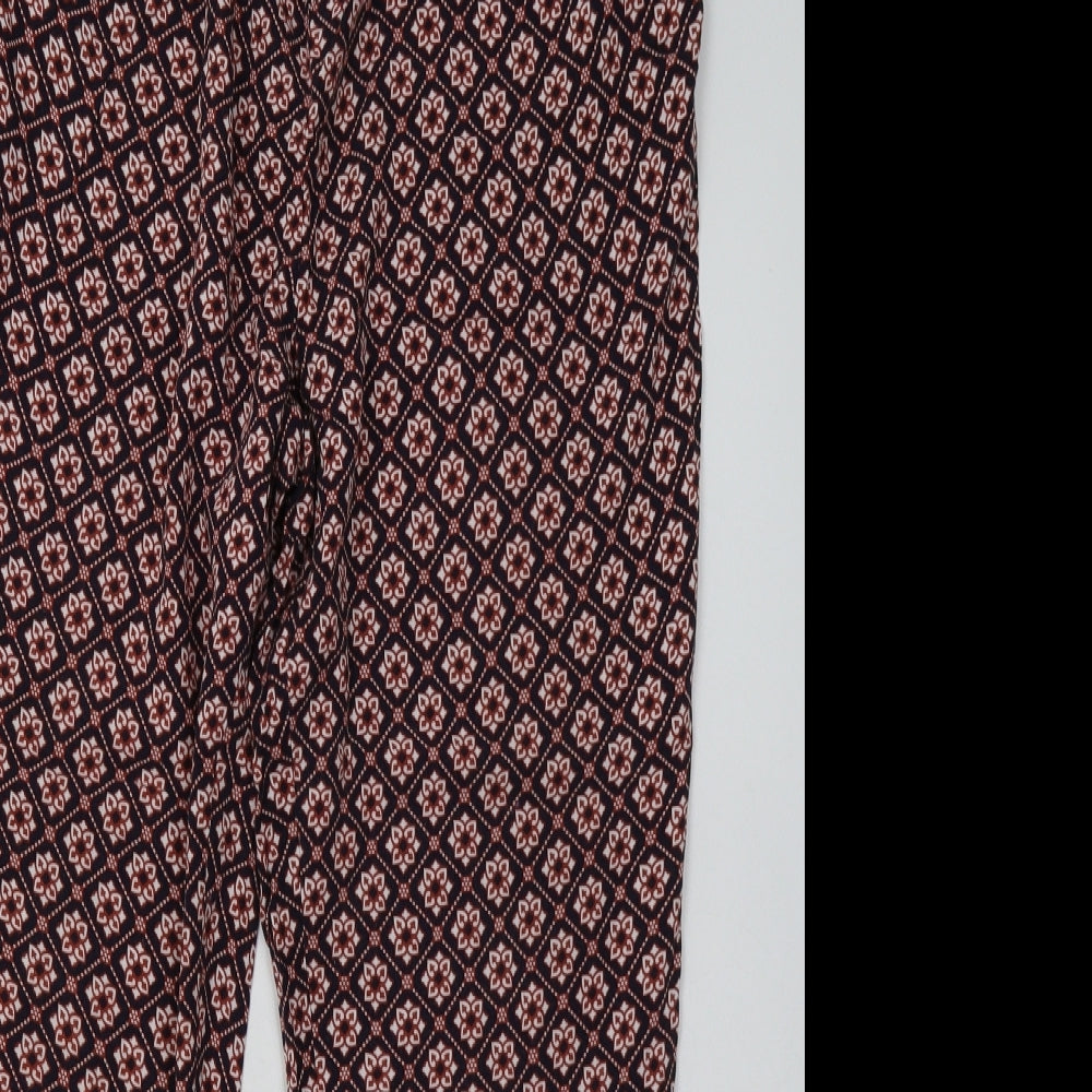 Matalan Womens Blue Geometric Viscose Trousers  Size 16 L30 in Regular