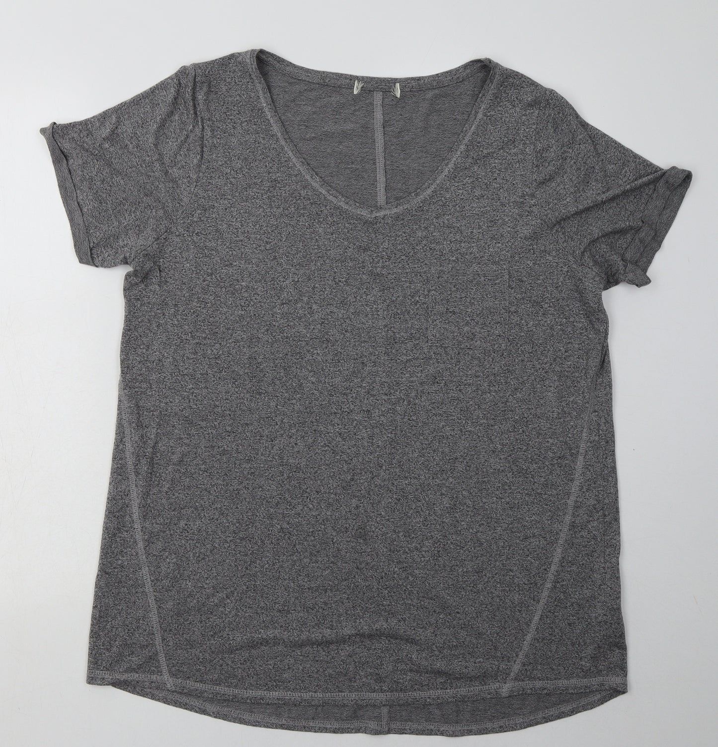 Matalan Womens Grey  Viscose Basic T-Shirt Size L V-Neck Pullover