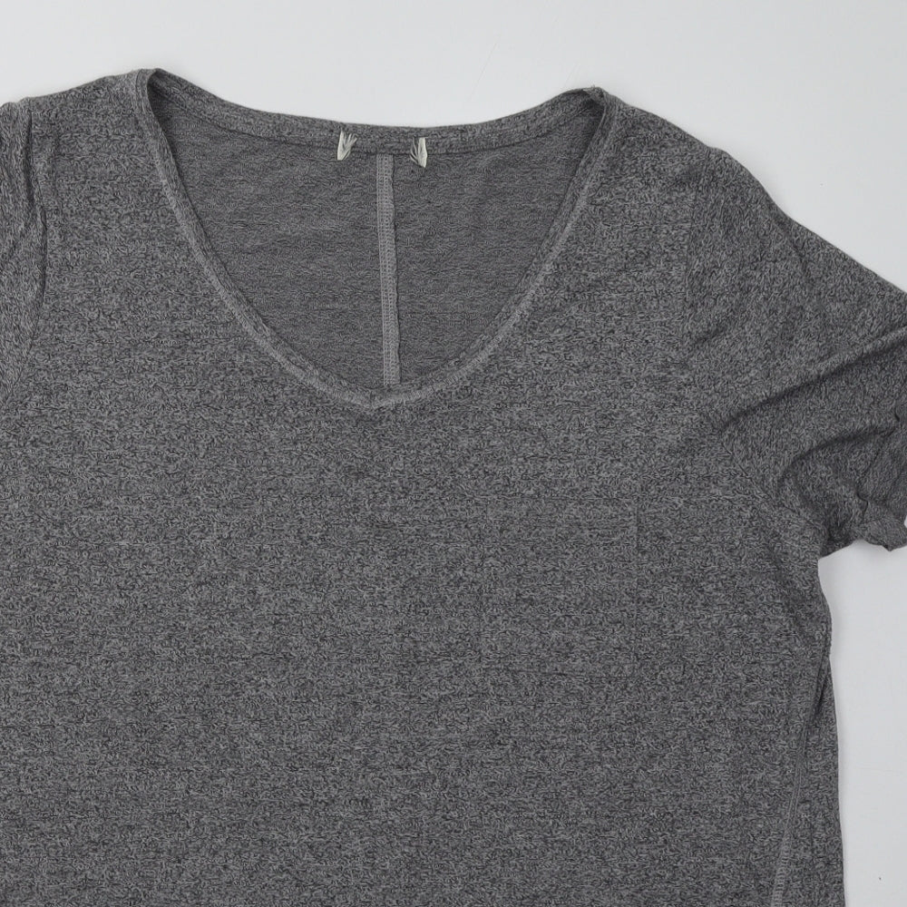Matalan Womens Grey  Viscose Basic T-Shirt Size L V-Neck Pullover