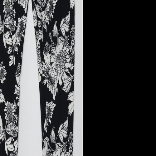 H&M Womens Black Floral Polyester Sweatpants Trousers Size S L30 in Regular