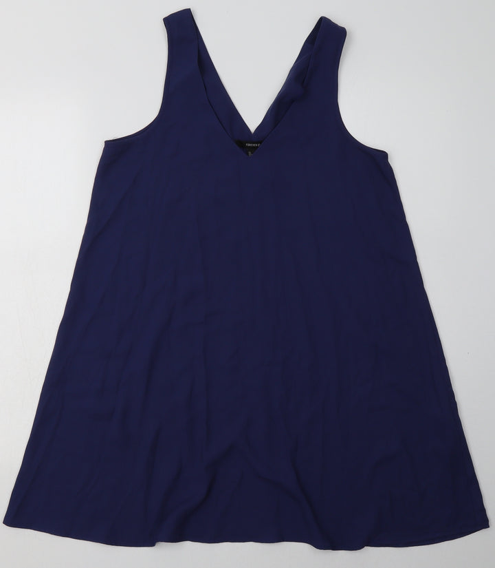 FOREVER 21 Womens Purple Polyester Basic Tank Size S V-Neck
