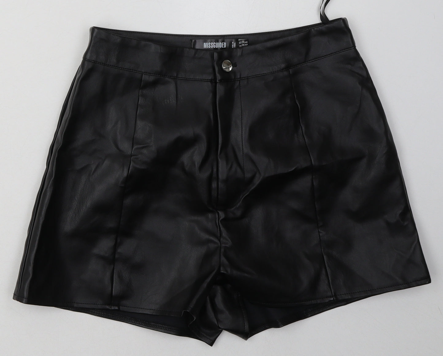 Missguided Womens Black  Polyurethane Bermuda Shorts Size 10 L4 in Regular Button