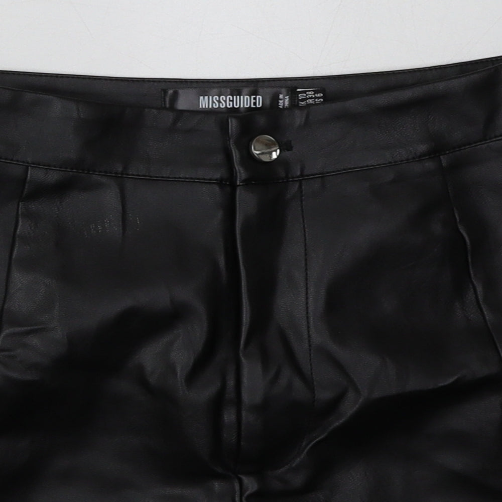 Missguided Womens Black  Polyurethane Bermuda Shorts Size 10 L4 in Regular Button