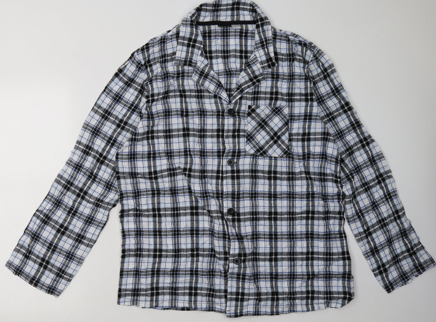 Livergy Mens Blue Check Cotton  Button-Up Size XL Collared Button