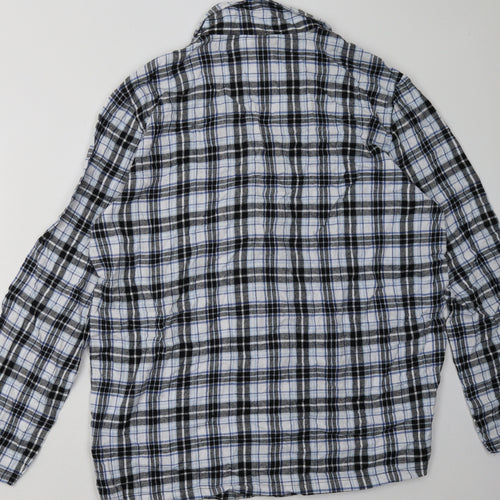 Livergy Mens Blue Check Cotton  Button-Up Size XL Collared Button