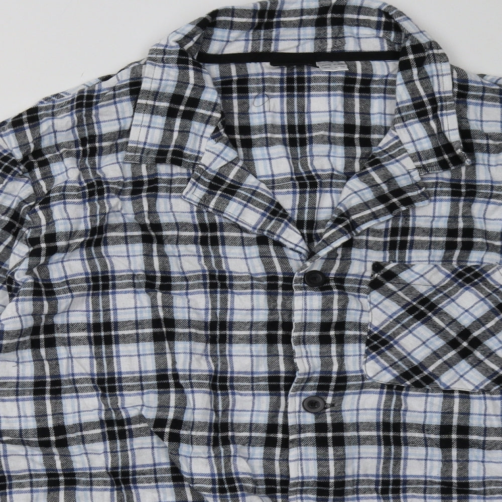 Livergy Mens Blue Check Cotton  Button-Up Size XL Collared Button