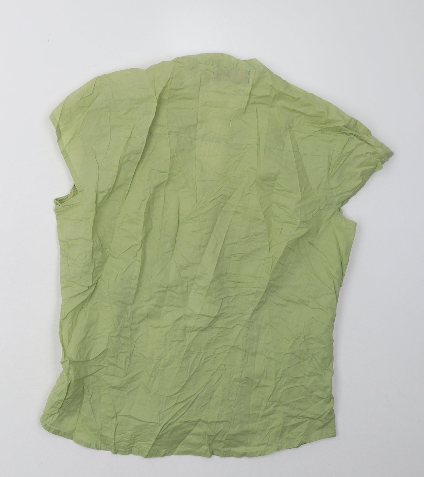 ESSENTAILS Womens Green  Cotton Basic Button-Up Size 12 V-Neck