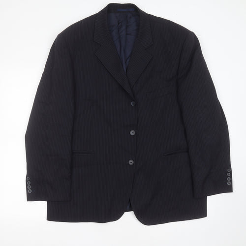 Centaur Traveller Mens Blue Striped Wool Jacket Suit Jacket Size 46