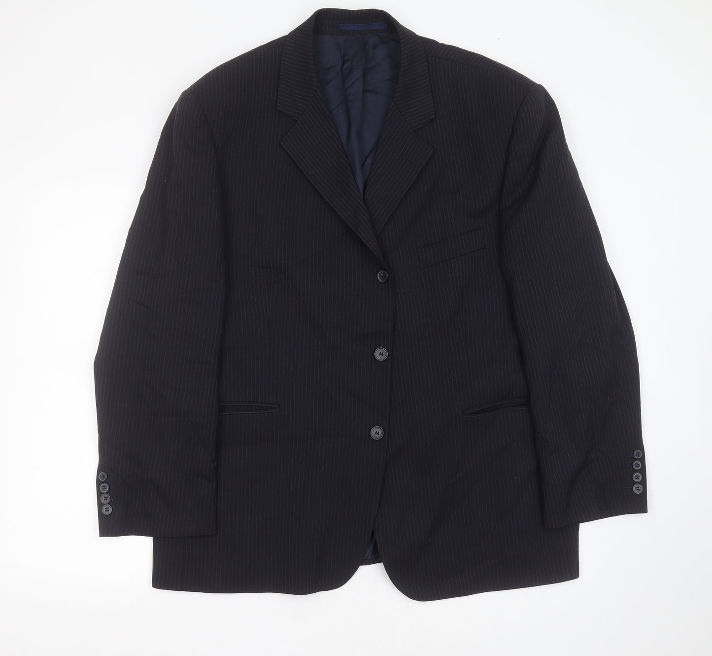 Centaur Traveller Mens Blue Striped Wool Jacket Suit Jacket Size 46