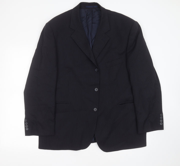 Centaur Traveller Mens Blue Striped Wool Jacket Suit Jacket Size 46