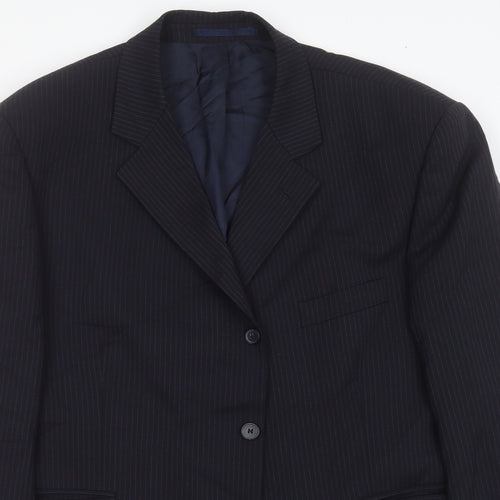 Centaur Traveller Mens Blue Striped Wool Jacket Suit Jacket Size 46