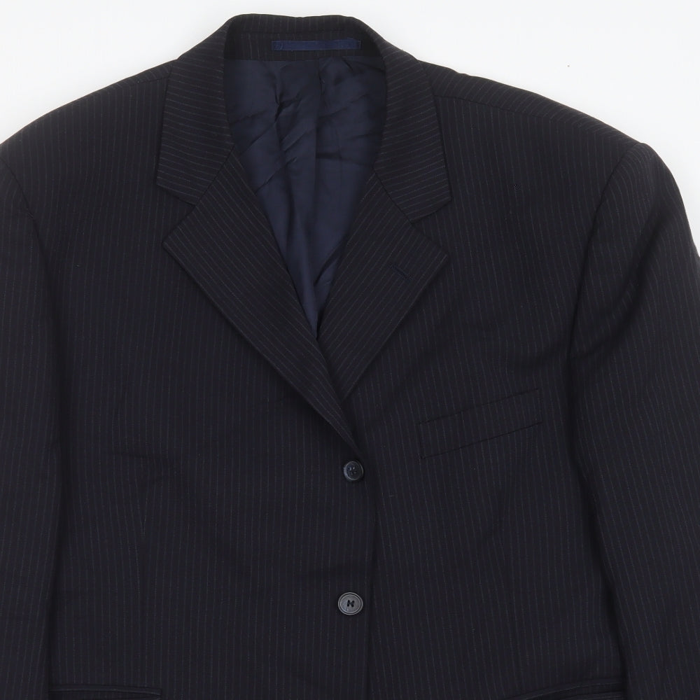 Centaur Traveller Mens Blue Striped Wool Jacket Suit Jacket Size 46