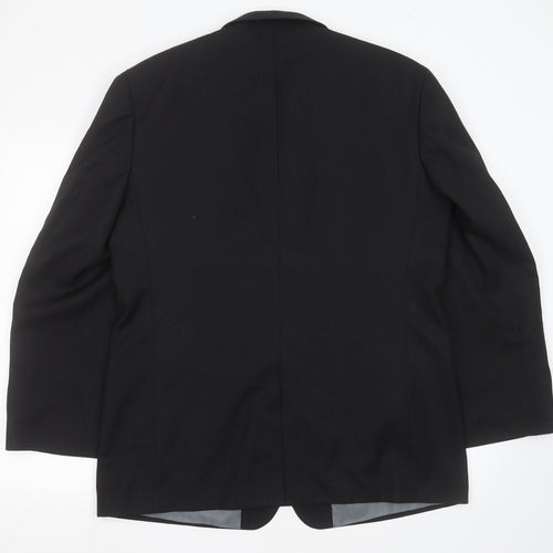 Genesis Mens Black Striped Polyester Jacket Suit Jacket Size 44