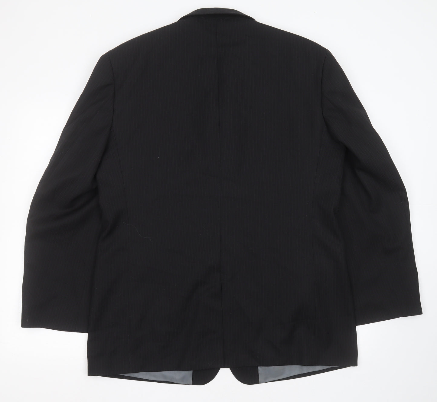 Genesis Mens Black Striped Polyester Jacket Suit Jacket Size 44