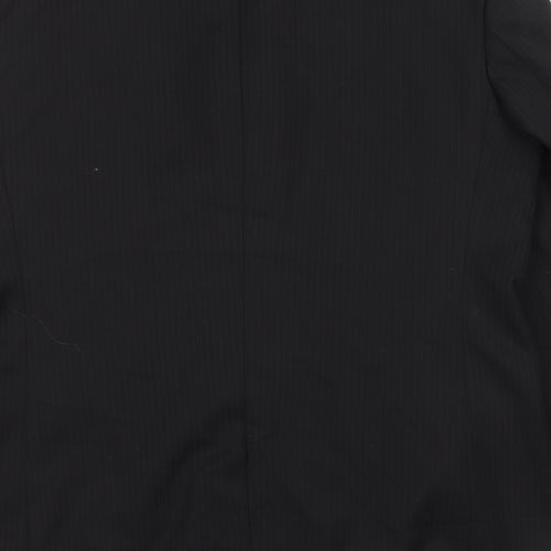 Genesis Mens Black Striped Polyester Jacket Suit Jacket Size 44