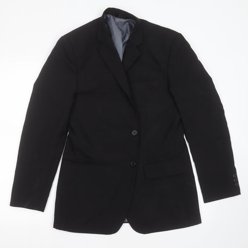 F&F Mens Black  Polyester Jacket Suit Jacket Size 36