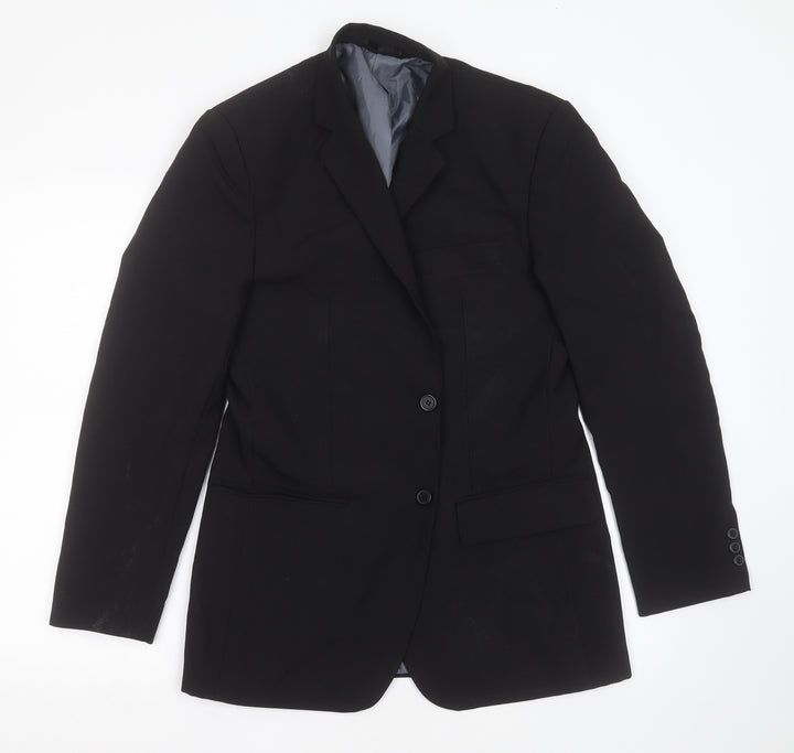 F&F Mens Black Polyester Jacket Suit Jacket Size 36