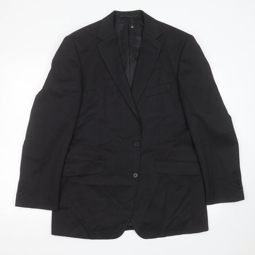 karl jackson Mens Black Striped Polyester Jacket Suit Jacket Size 42