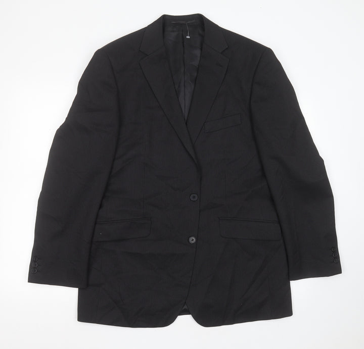 karl jackson Mens Black Striped Polyester Jacket Suit Jacket Size 42