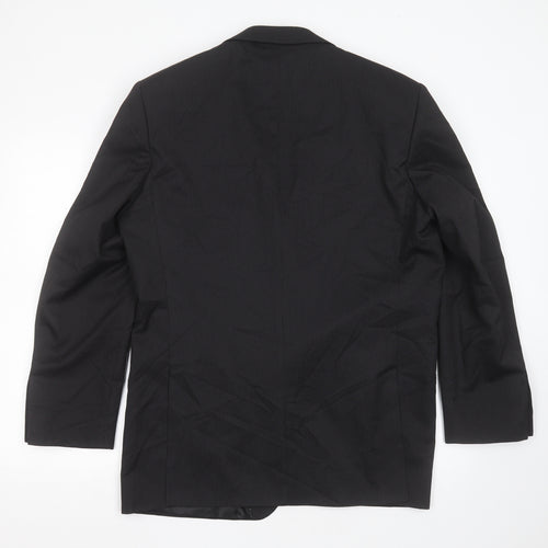karl jackson Mens Black Striped Polyester Jacket Suit Jacket Size 42