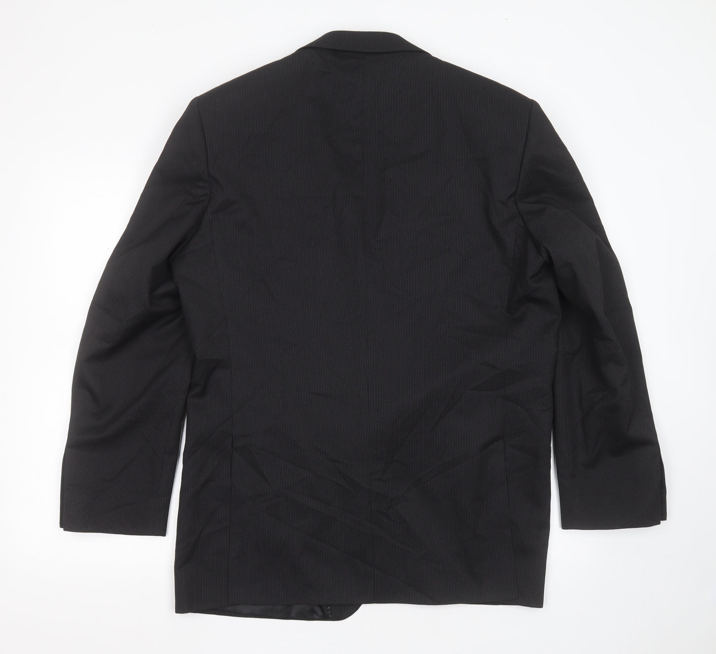 karl jackson Mens Black Striped Polyester Jacket Suit Jacket Size 42
