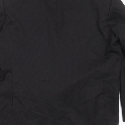 karl jackson Mens Black Striped Polyester Jacket Suit Jacket Size 42